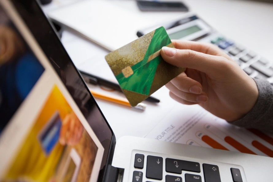Person hand credit card